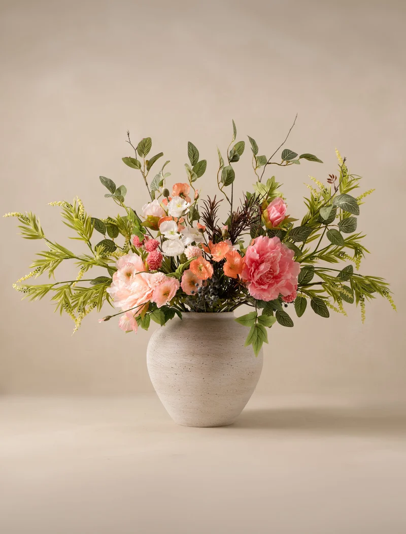 Faux Arrangement - Peach Poppy & Peony