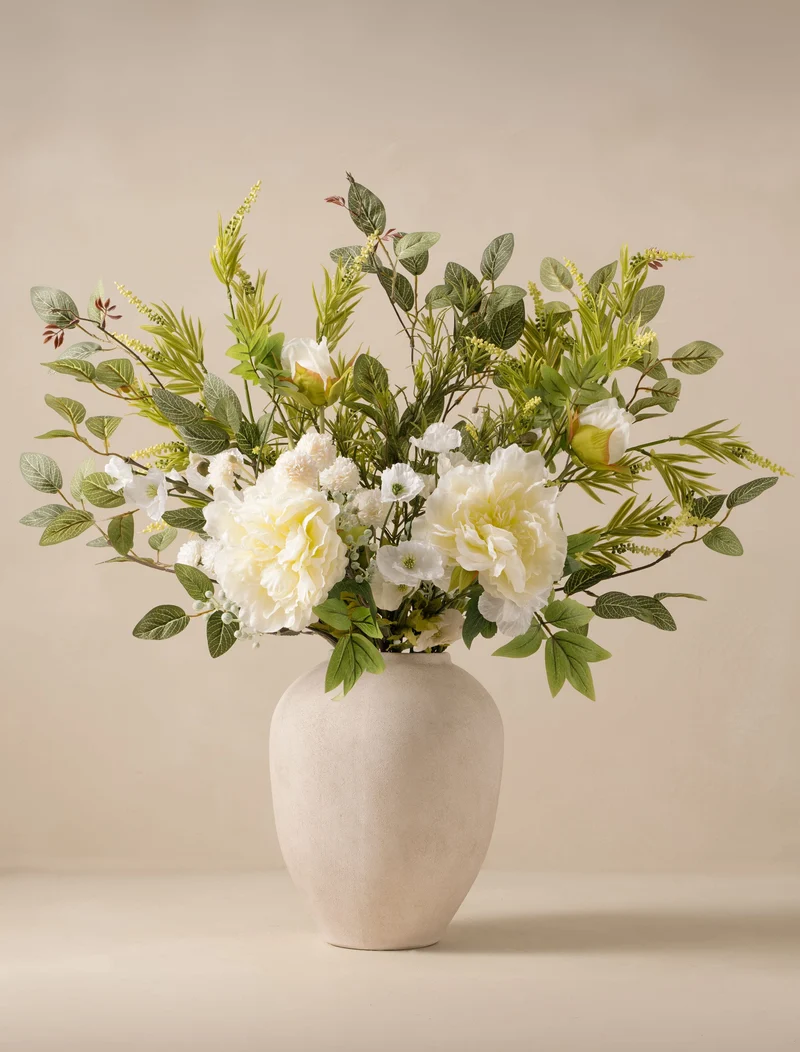 Faux Arrangement - White Poppy & Peony
