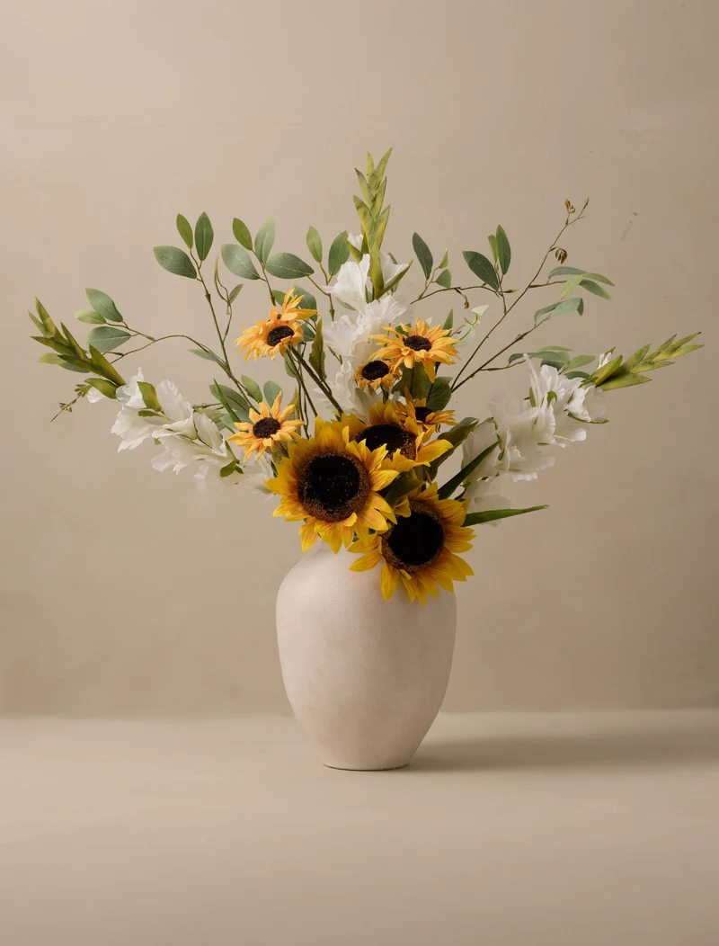 Faux Arrangement - Sunflower & White Gladiolus