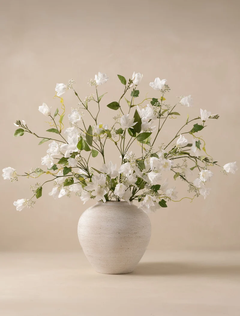 Faux Arrangement - Bell Flower & Clematis White