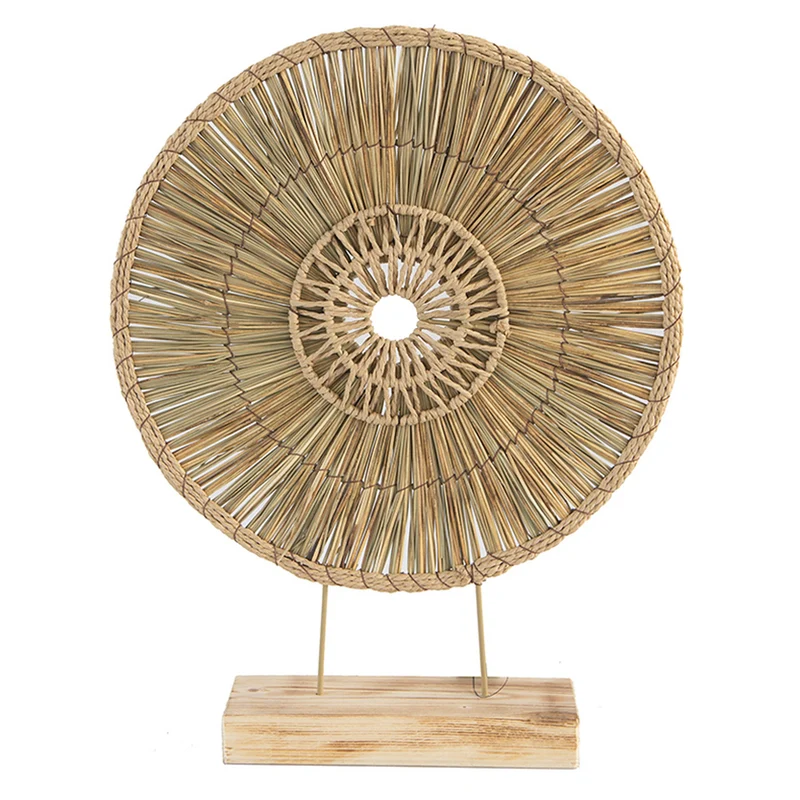 Dekoskulptur rund Seegras Holz Dekoobjekt modern boho