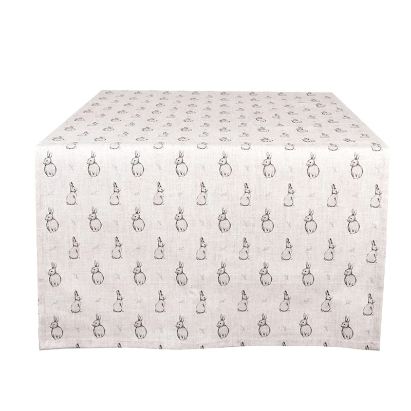 Tischläufer Ostern Beige Creme Osterhase Osterdeko modern 150 cm Baumwolltischläufer