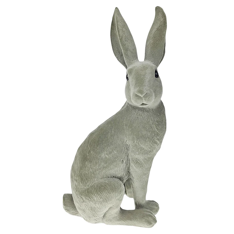 Dekohase Grau 36 cm Polyresin samtig modern Hase Osterhase Osterdekoration Deko Ostern
