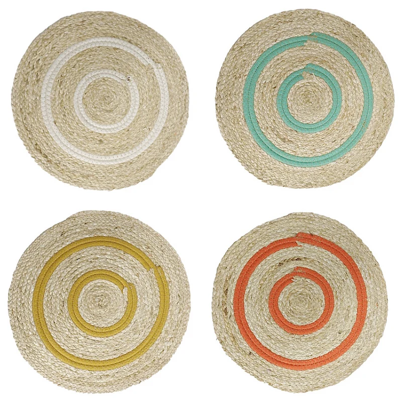 4er Set Platzset Stroh bunt modern Tischset Strohplatzset Boho Tischmatten