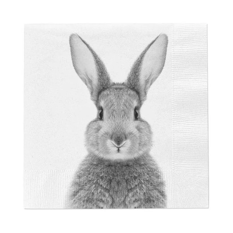 40 Stk. Servietten Osterhase Weiß Schwarz 33 cm Dekoservietten Papierservietten Ostern Tischdekoration