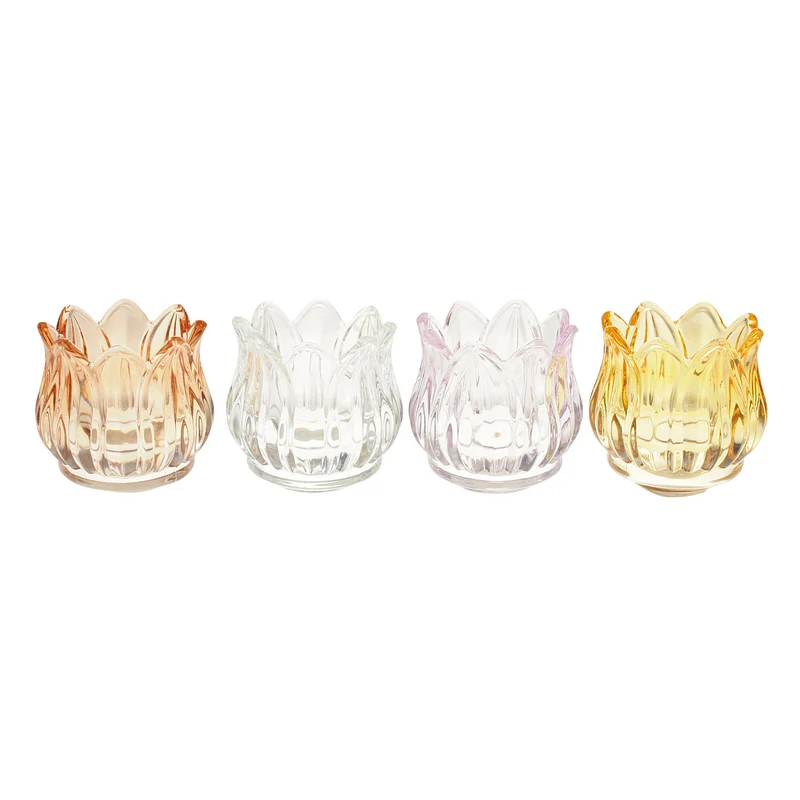 4er Set Windlicht Glas Tulpe Dekowindlicht Glaswindlicht Teelichthalter