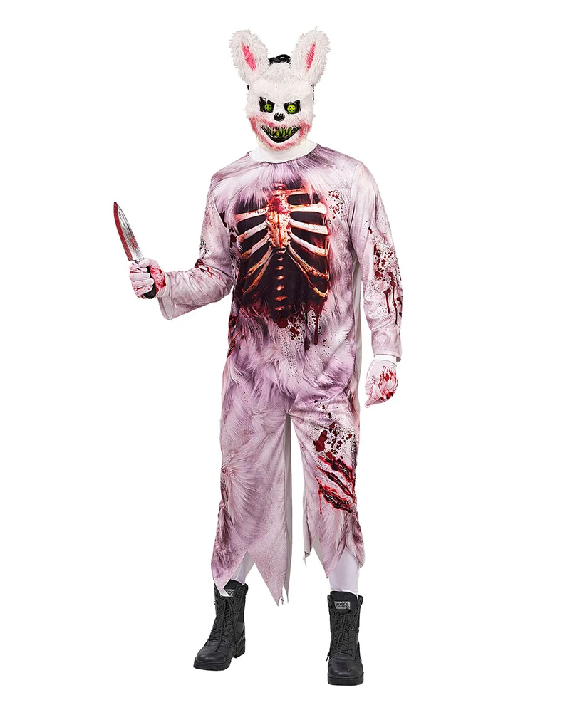 Zombie Hase Herren Kostüm-Jumpsuit mit Maske