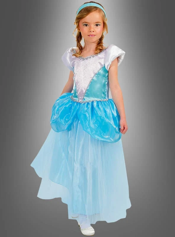 Blaues Prinzessinnen Kleid mit Haarreif Kinderkostüm