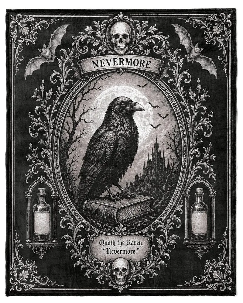 Noctis Manor „Quoth the Raven“ Gothic Kuscheldecke 178x152cm