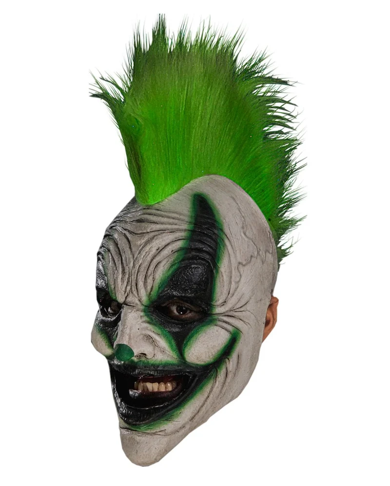 Irokesen Punk Clown Maske mit Grünen Haaren