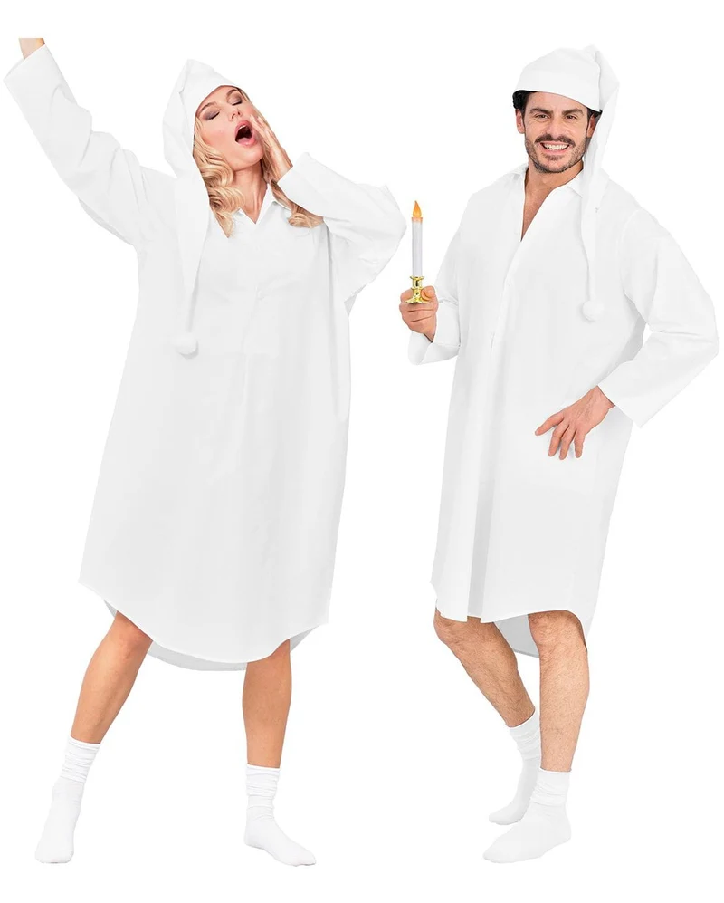 Nachthemd Kostüm mit Schlafmütze Unisex