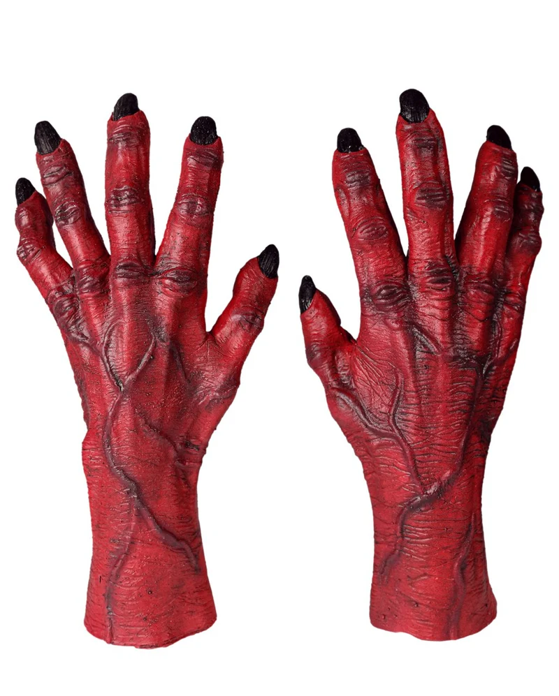 Rote Teufels Hände Latex Handschuhe