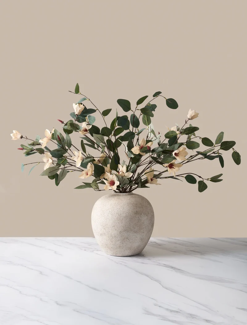 Faux Arrangement - Eucalyptus and Cream Magnolia