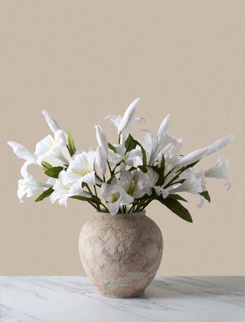 Faux Lily Arrangement - White