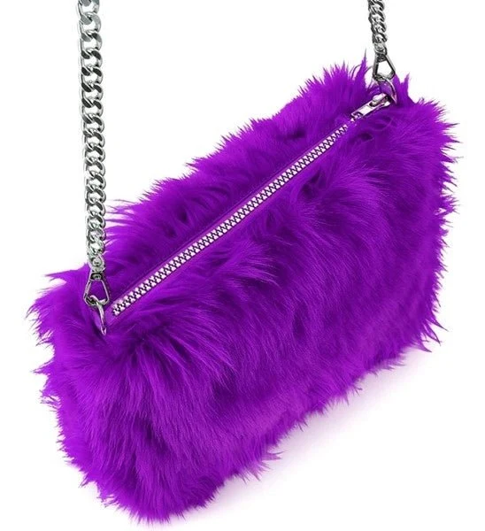 LANGSCHLAG-HANDTASCHE AUS PLÜSCH, LILA