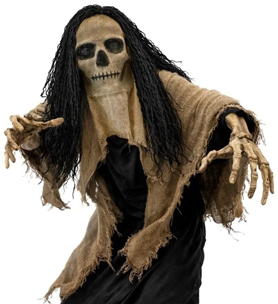 MASKE: TOTENKOPF MIT UMHANG UND HAAREN