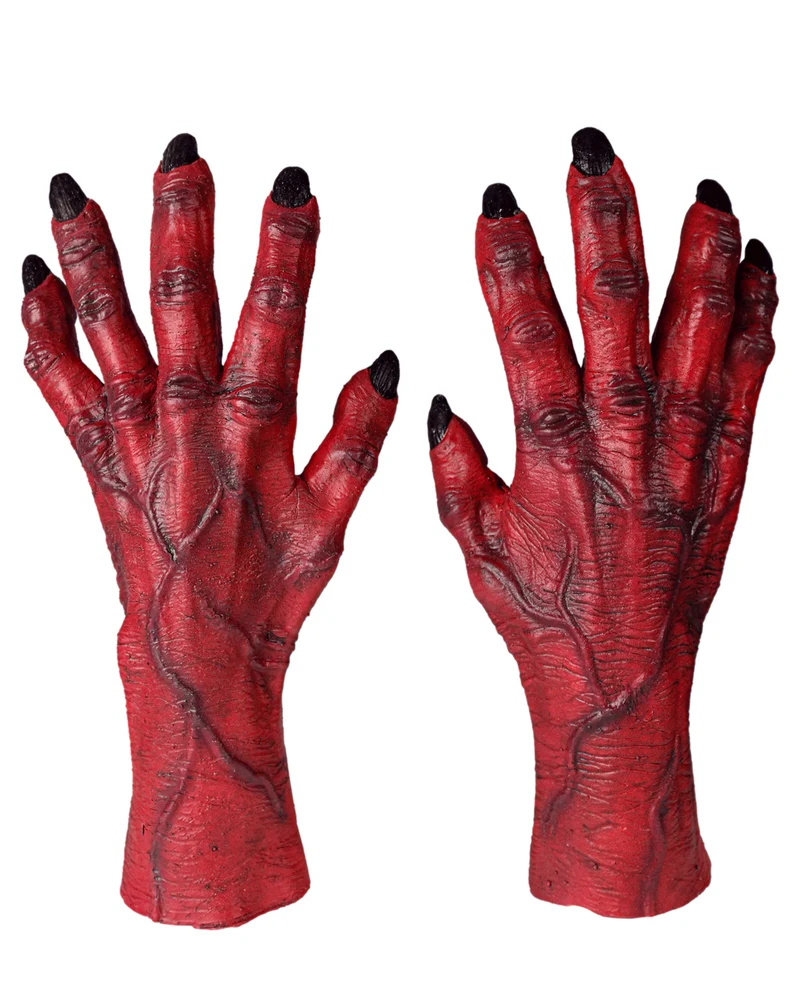 Rote Teufels Hände Latex Handschuhe