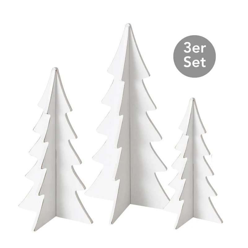 Deko-Bäume 3er-Set weiß