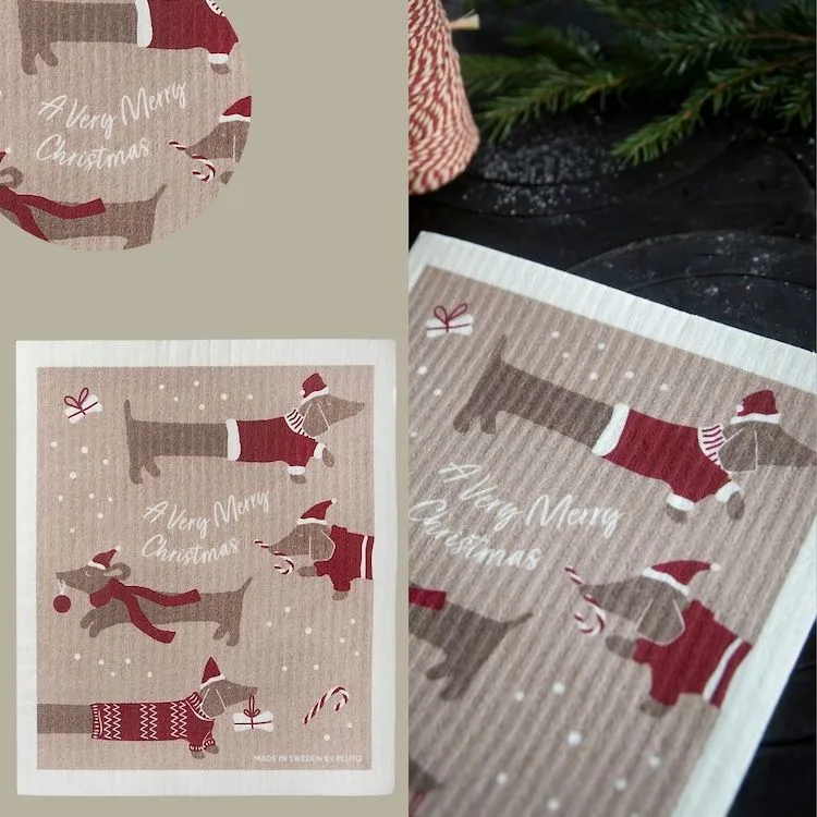 Schwammtuch Weihnachtsdackel