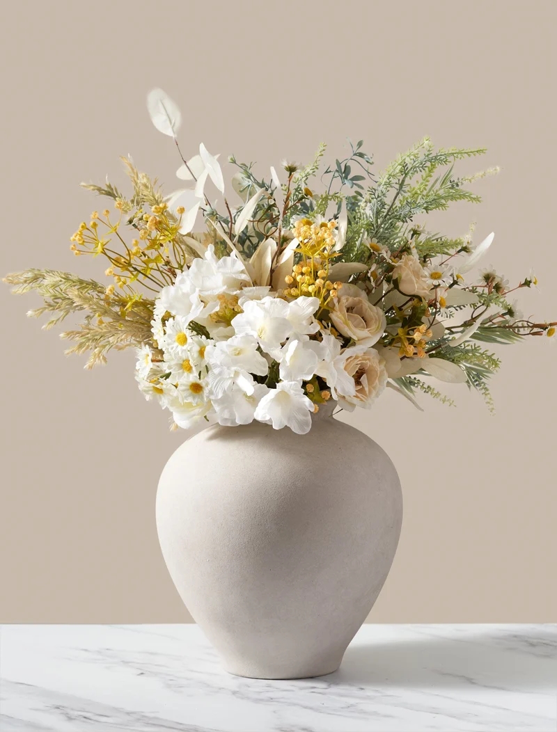 Faux Arrangement - White & Yellow Meadow