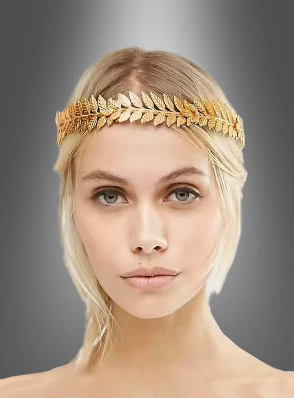 Diadem Lorbeerkranz aus Metall gold