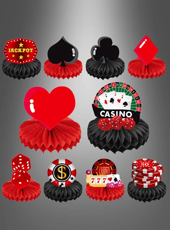 10 x Casino Party Tischdeko Set