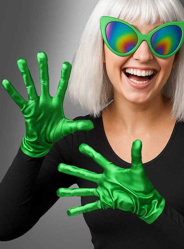 Grüne Alien Handschuhe