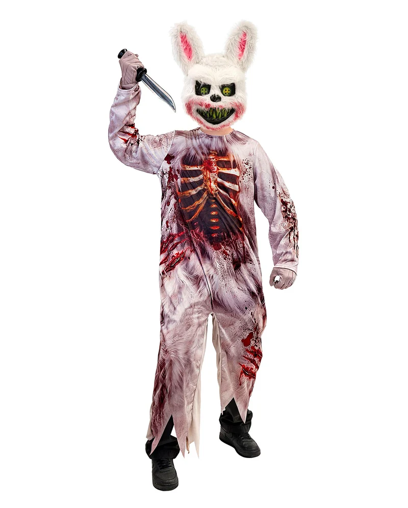 Zombie Hase Kinder Kostüm-Jumpsuit mit Maske