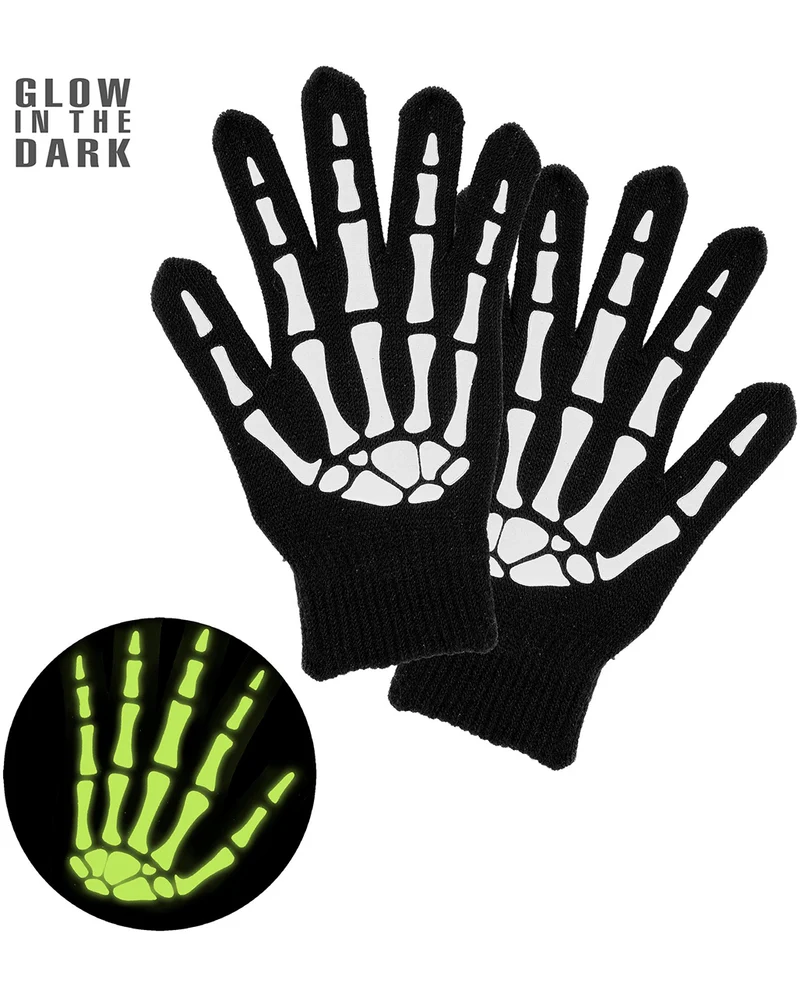Im Dunkeln leuchtende Skelett Handschuhe
