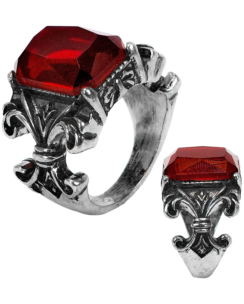 Vampir Gothic Ring mit rotem Edelstein