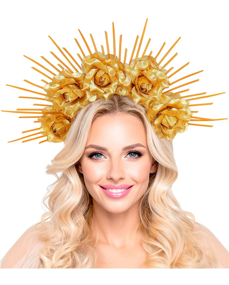 Goldenes Heiligenschein Diadem mit Rosen