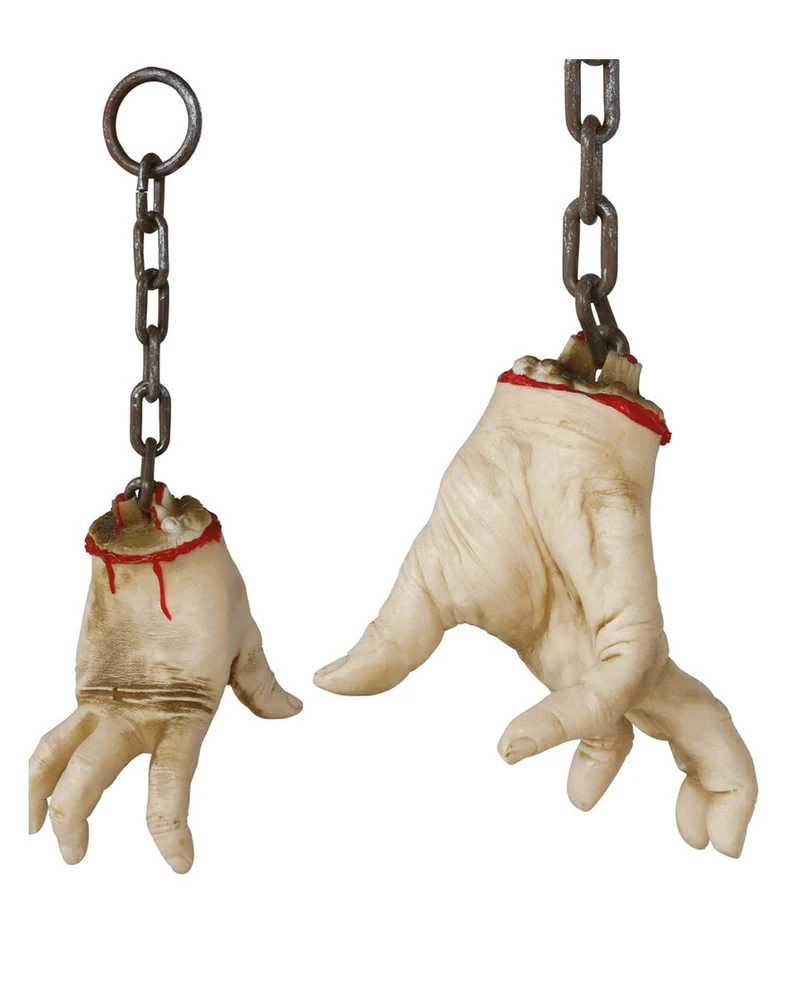 Blutige abgehackte Hand mit rostiger Kette 40cm