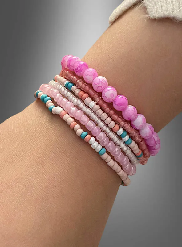 Hippie Perlen Armband Set rosa