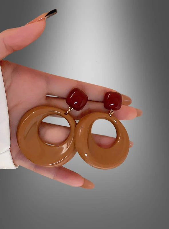 70er Ohrringe Modeschmuck braun