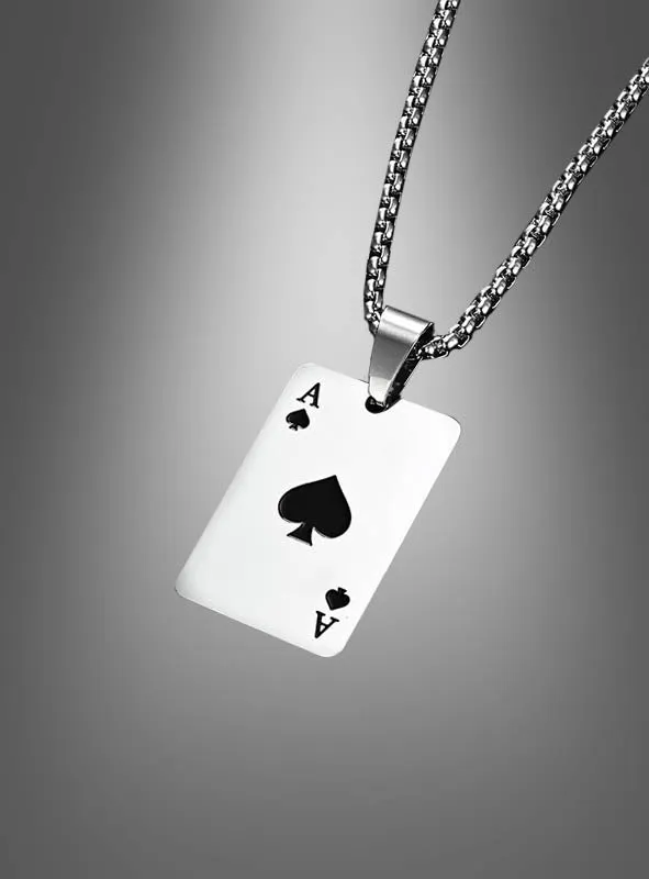 Casino Spielkarten Halskette silber oder gold