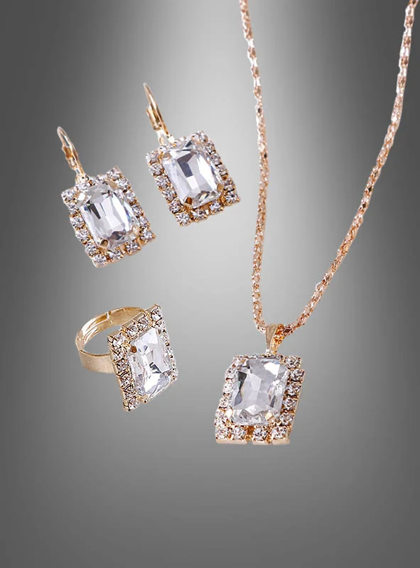 Edles Schmuckset mit Edelsteinen und Strass