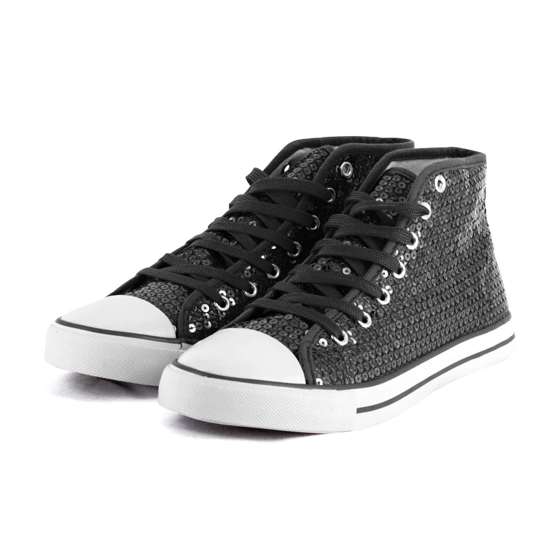 Schwarze Schuhe mit Pailletten