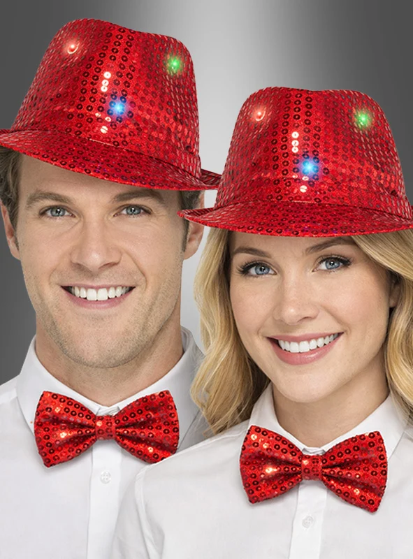 Trilby Hut mit LED rot