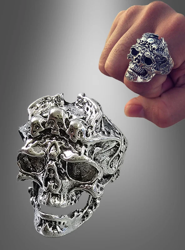 Totenkopf Ring verstellbar silber