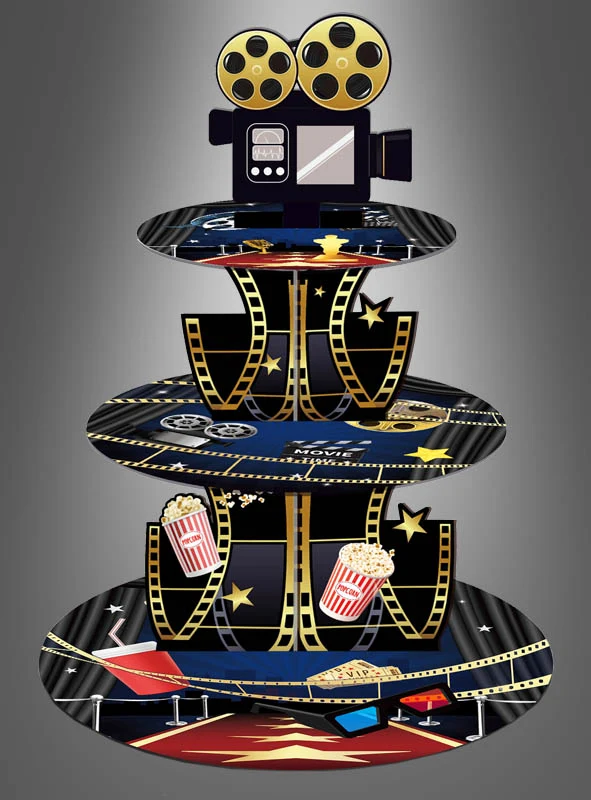 Hollywood Kino Filmnacht Cupcake Ständer 3-stufig