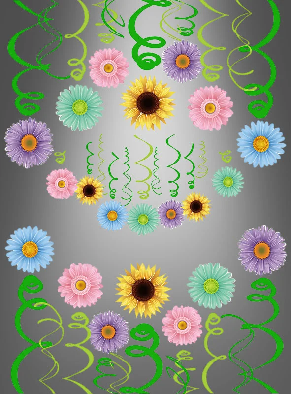 Sommerparty Blumen Deko Swirls
