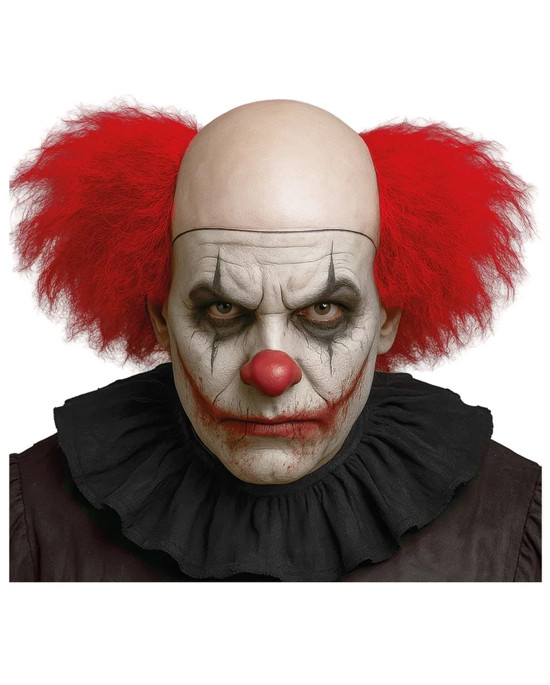 Rote Horror Clown Perücke mit Glatze