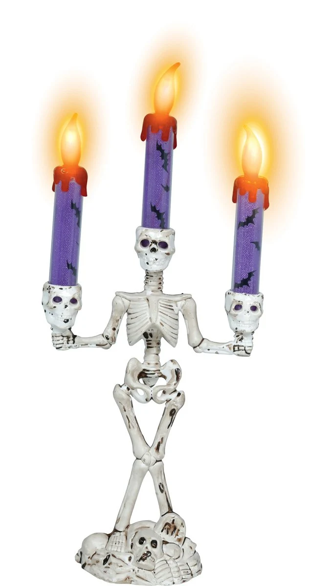 Halloween-Kerzenhalter „Skelett“ mit Licht, 35 cm