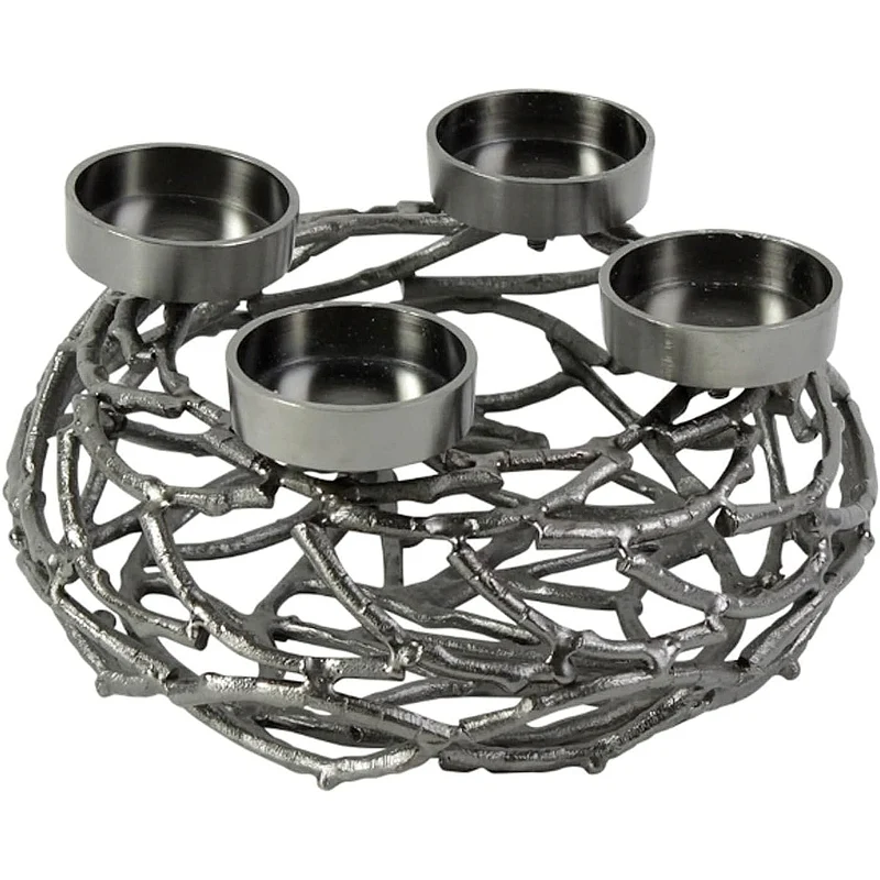 Adventskranz Schwarz Silber Alu