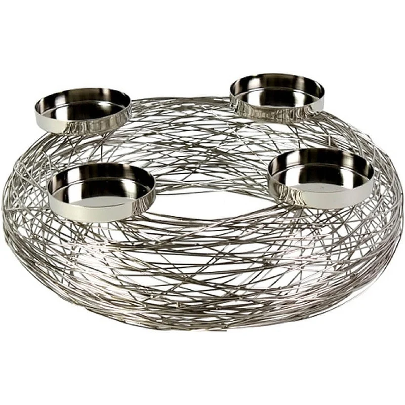 Adventskranz Silber Edelstahl 28 cm