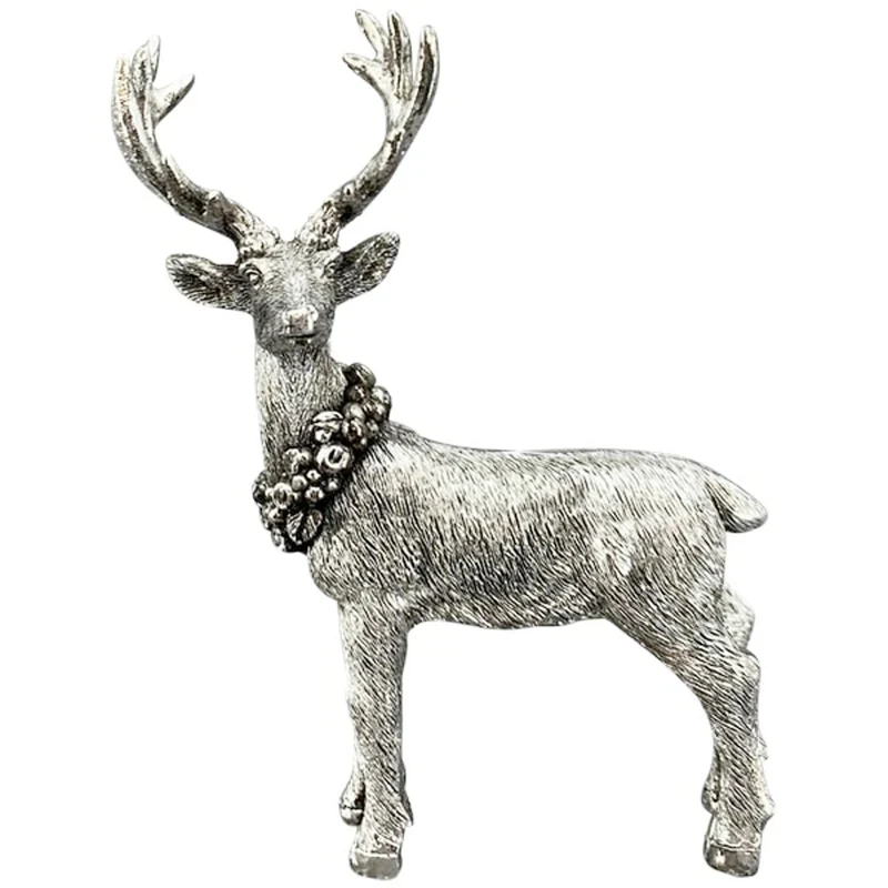 Dekohirsch Altsilber Poly