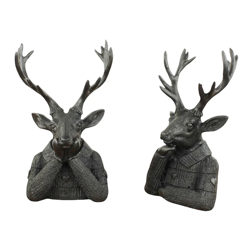 2er Set Hirschbüste Schwarz