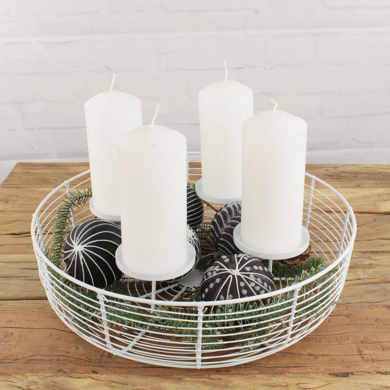 Adventskranz Metall Weiß