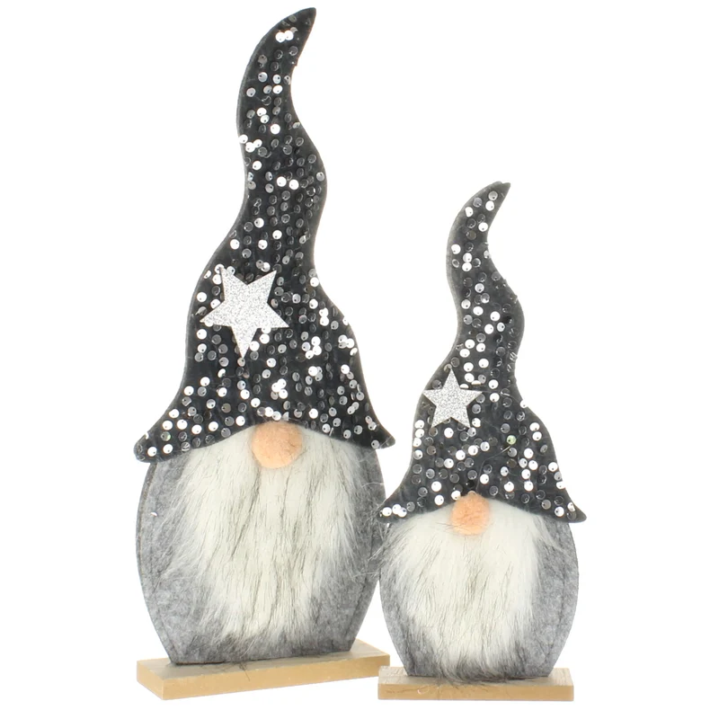 2er Set Dekowichtel Grau Filz modern 29 cm Weihnachtswichtel Weihnachtsdeko