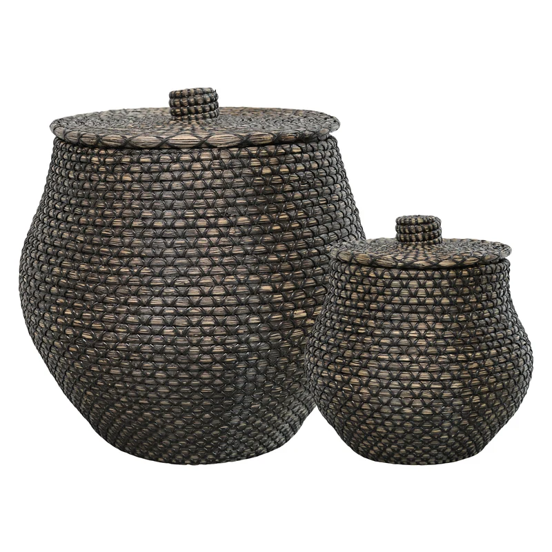 Korbset Seegras Braun mit Deckel